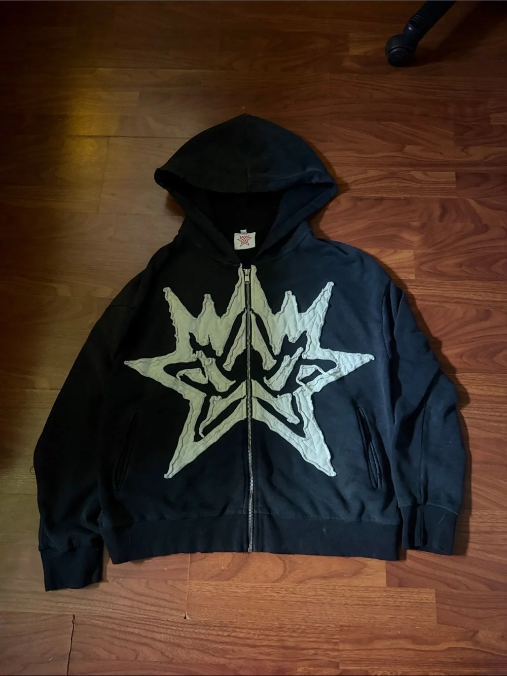 Black Star Graphic Zip Hoodie Jacket - Unbranded
